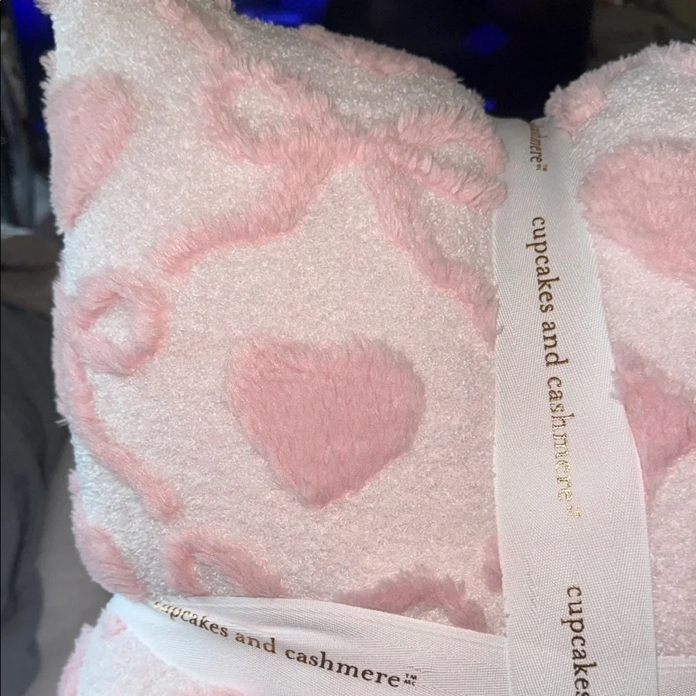 cupcakes & cashmere Blush Heart ribbon bow valentine’s Day 2 pack pillows